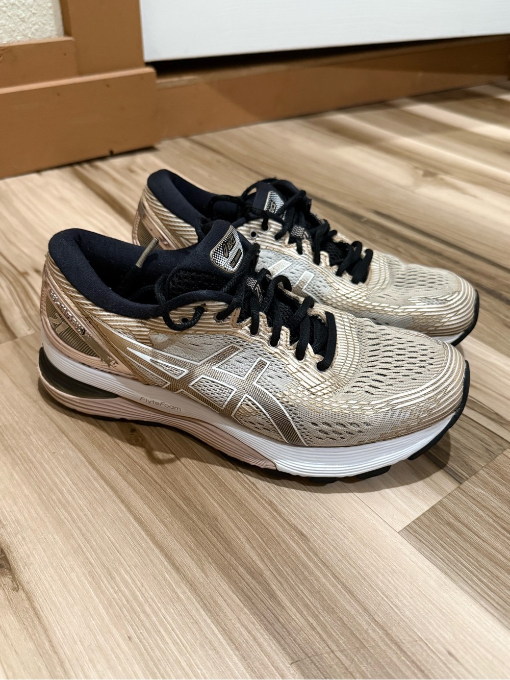 ASICS Women's Athletic Running Shoes in Metallic Gold and Black